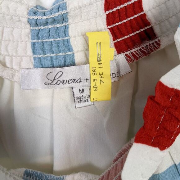 Lovers + Friends Dream Lover Red Blue Stripe Off Shoulder Top Size M - Picture 5 of 7